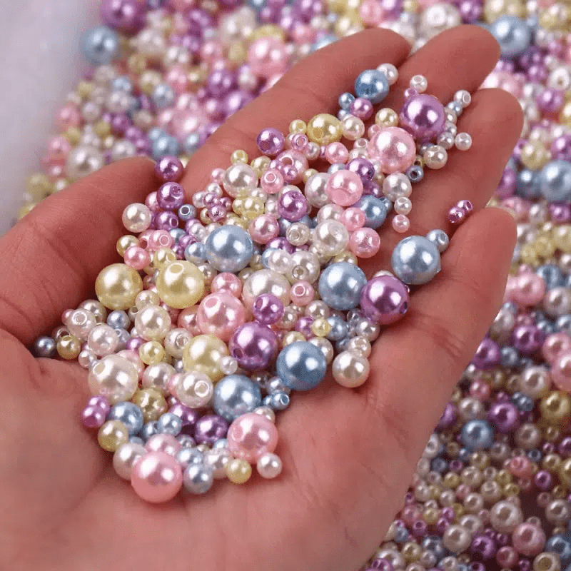 150Pcs Mix Size 3 8mm Colorful Plastic Pearls Round Acrylic Pearl DIY