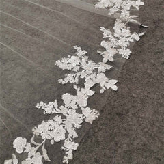Long Cathedral Lace Wedding Veil with Comb