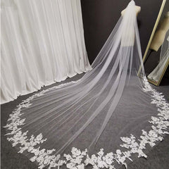 Long Cathedral Lace Wedding Veil with Comb