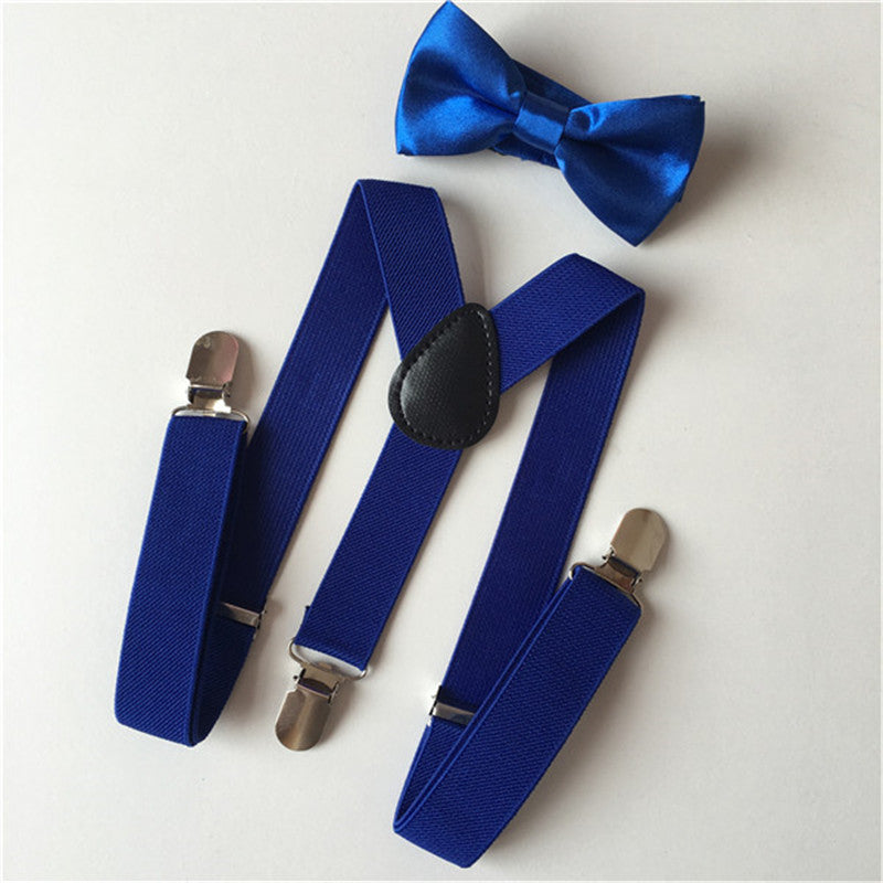 Boys Elastic Y Back Suspenders & Bow Tie Set for Tuxedo Costume