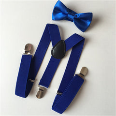Boys Elastic Y Back Suspenders & Bow Tie Set for Tuxedo Costume