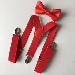 Boys Elastic Y Back Suspenders & Bow Tie Set for Tuxedo Costume