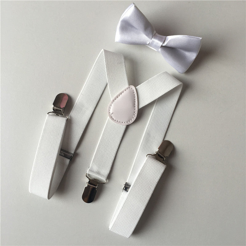 Boys Elastic Y Back Suspenders & Bow Tie Set for Tuxedo Costume