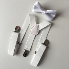 Boys Elastic Y Back Suspenders & Bow Tie Set for Tuxedo Costume