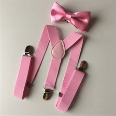 Boys Elastic Y Back Suspenders & Bow Tie Set for Tuxedo Costume