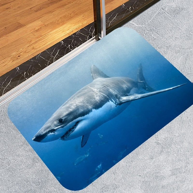 4pc Shark Pattern Waterproof Shower Curtain Set