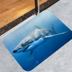 4pc Shark Pattern Waterproof Shower Curtain Set