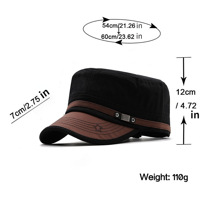 Vintage Military Flap Cap Sun Protection Hat for Men and Women