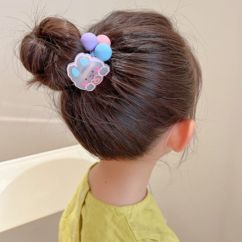 Kids Cartoon Bear Hair Rope for Girls - Elastic Baby Head Rope