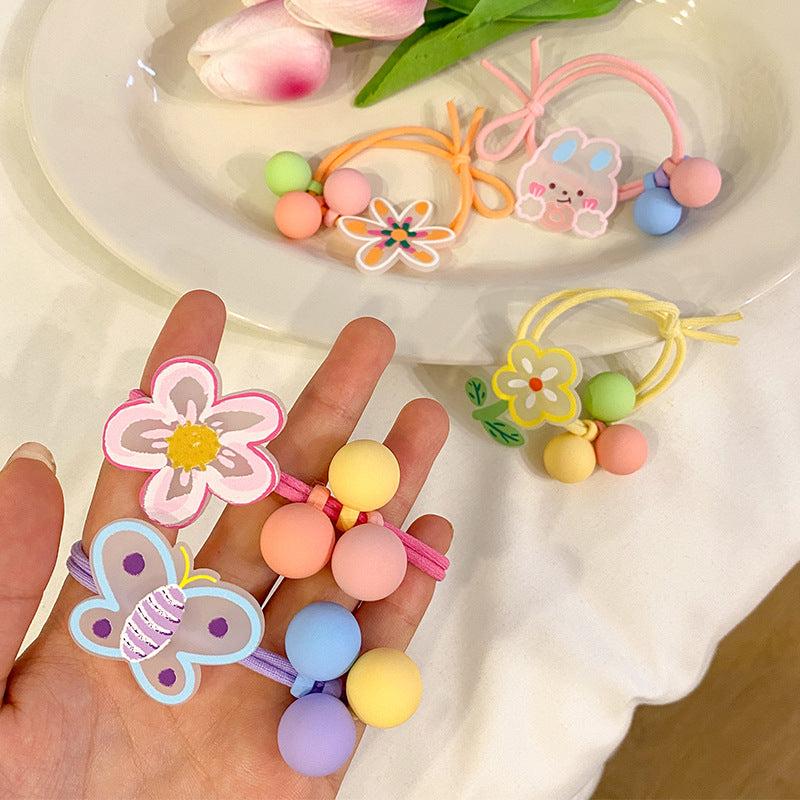 Kids Cartoon Bear Hair Rope for Girls - Elastic Baby Head Rope