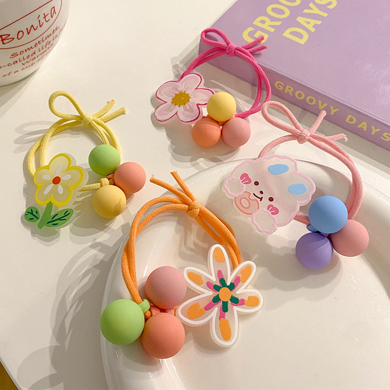 Kids Cartoon Bear Hair Rope for Girls - Elastic Baby Head Rope