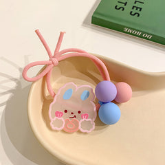 Kids Cartoon Bear Hair Rope for Girls - Elastic Baby Head Rope