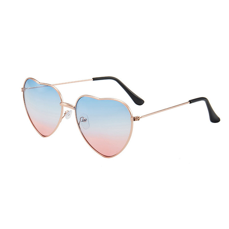 Love Heart Frame Sunglasses Rimless Gradient Lens UV Protection