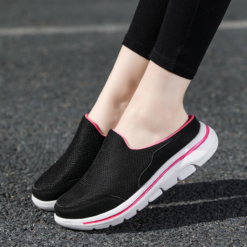 Women's Mesh Flat Mules Closed Toe Breathable Non Slip Slide Shoes