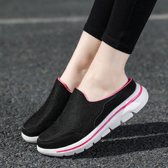 Women's Mesh Flat Mules Closed Toe Breathable Non Slip Slide Shoes