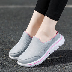 Women's Mesh Flat Mules Closed Toe Breathable Non Slip Slide Shoes