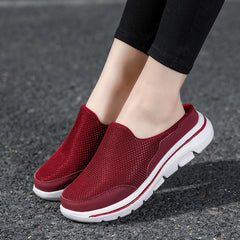 Women's Mesh Flat Mules Closed Toe Breathable Non Slip Slide Shoes