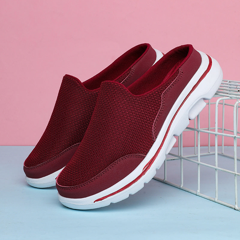 Women's Mesh Flat Mules Closed Toe Breathable Non Slip Slide Shoes