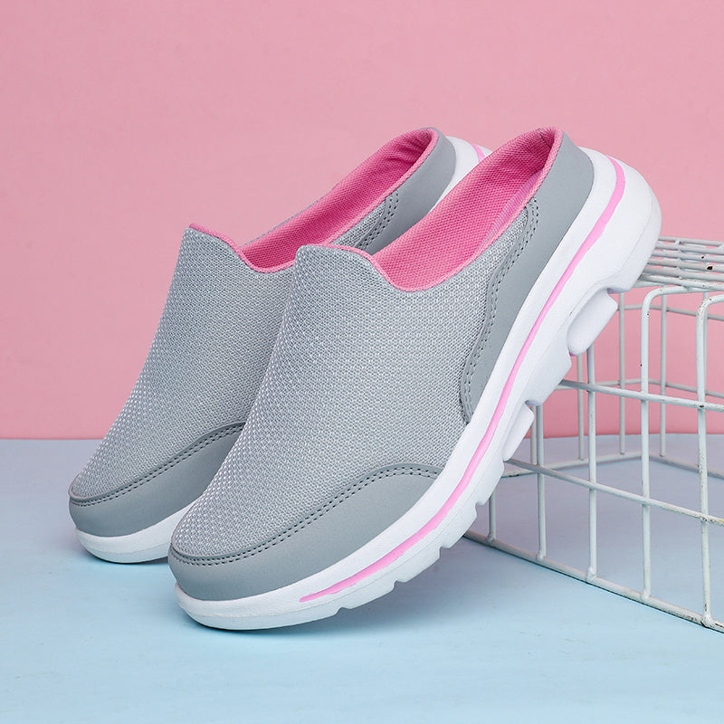 Women's Mesh Flat Mules Closed Toe Breathable Non Slip Slide Shoes