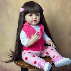 22" Full Silicone Reborn Baby Girl Doll Classic Dress Up Birthday Gift