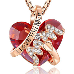 Heart Rhinestone Pendant Necklace for Girls