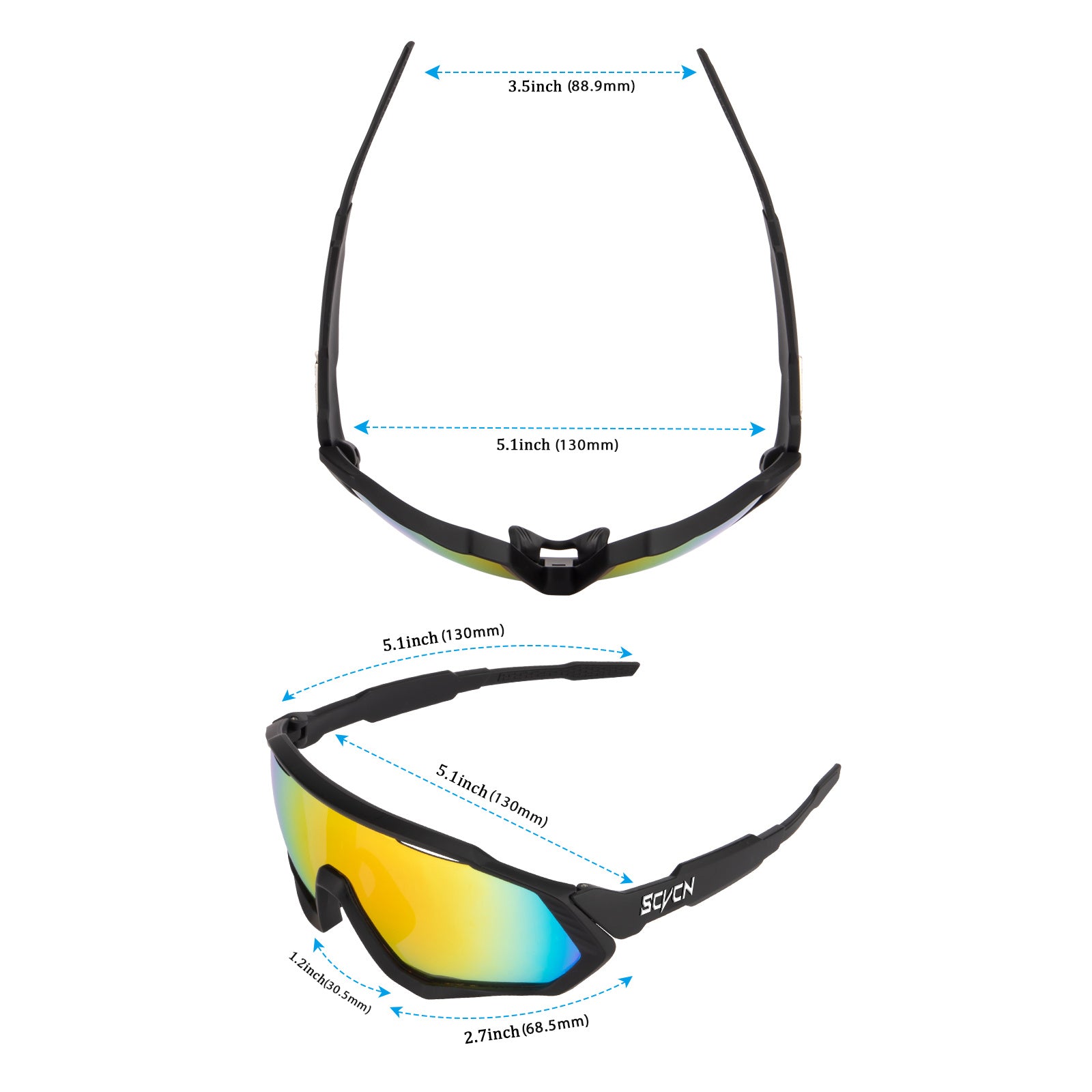SCVCN Sports Men's Cycling Sunglasses UV Protection Glasses For Road Mountain
