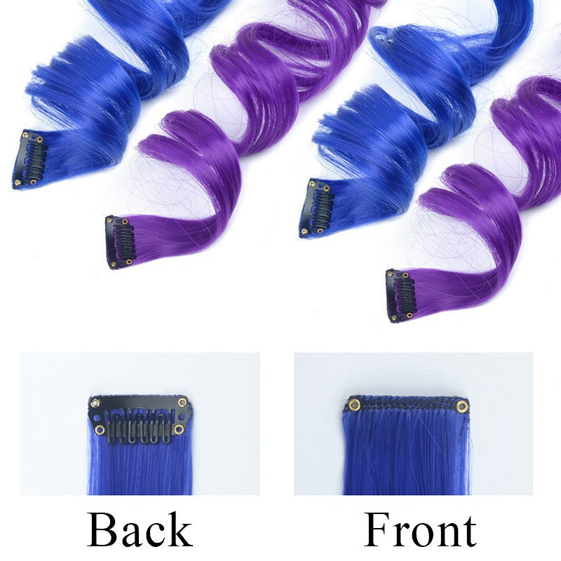 Y2K Long Curly Hair Extensions Party Rainbow Clip In Synthetic Hair