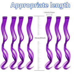 Y2K Long Curly Hair Extensions Party Rainbow Clip In Synthetic Hair