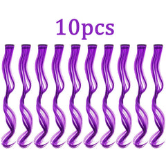 Y2K Long Curly Hair Extensions Party Rainbow Clip In Synthetic Hair
