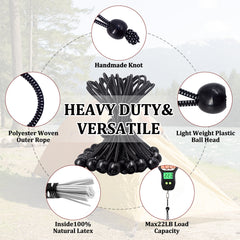 25packs 15 Ball Elastic Cord Heavy Duty & Versatile Bungee Cords