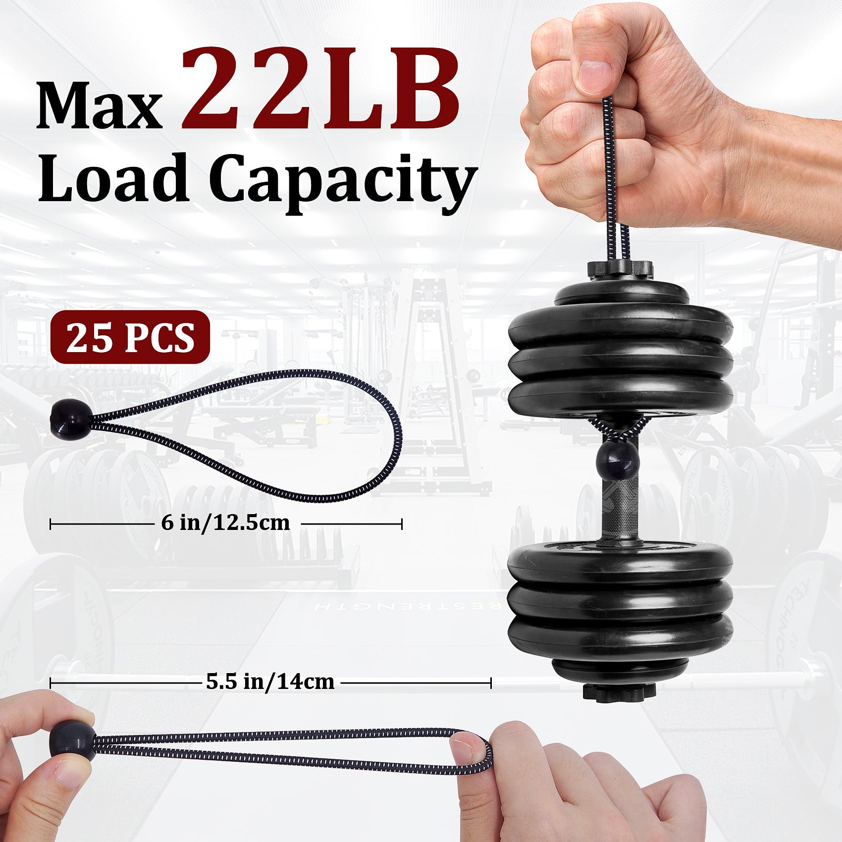 25packs 15 Ball Elastic Cord Heavy Duty & Versatile Bungee Cords