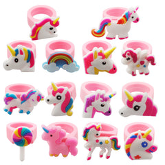 20pcs Unicorn Ring Silicone Finger Ring Kids Cartoon Holiday Gift