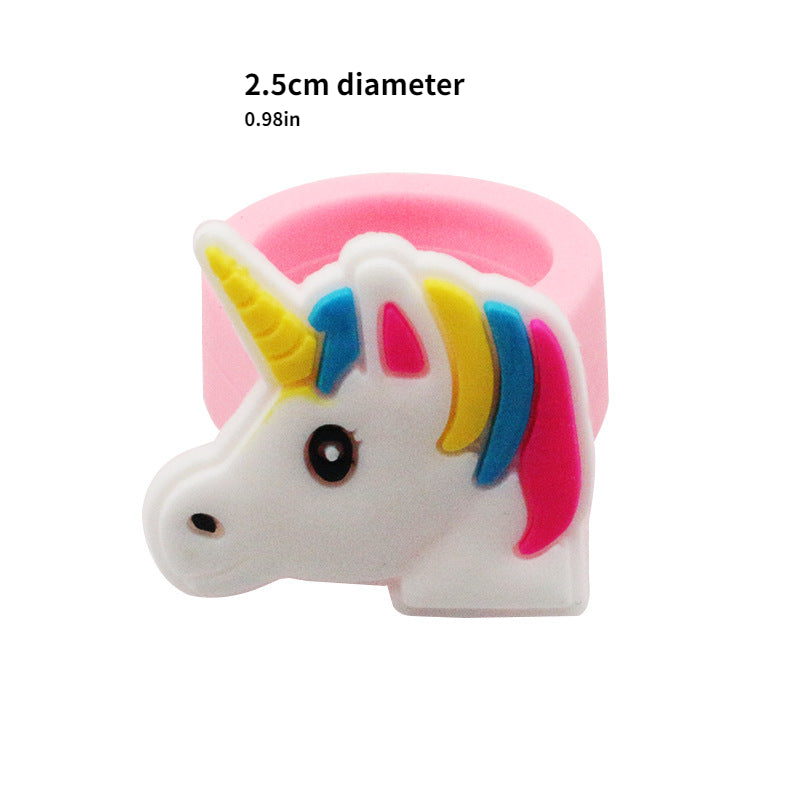 20pcs Unicorn Ring Silicone Finger Ring Kids Cartoon Holiday Gift
