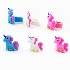 20pcs Unicorn Ring Silicone Finger Ring Kids Cartoon Holiday Gift