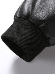 Men's Slim PU Leather Stand Collar Jacket