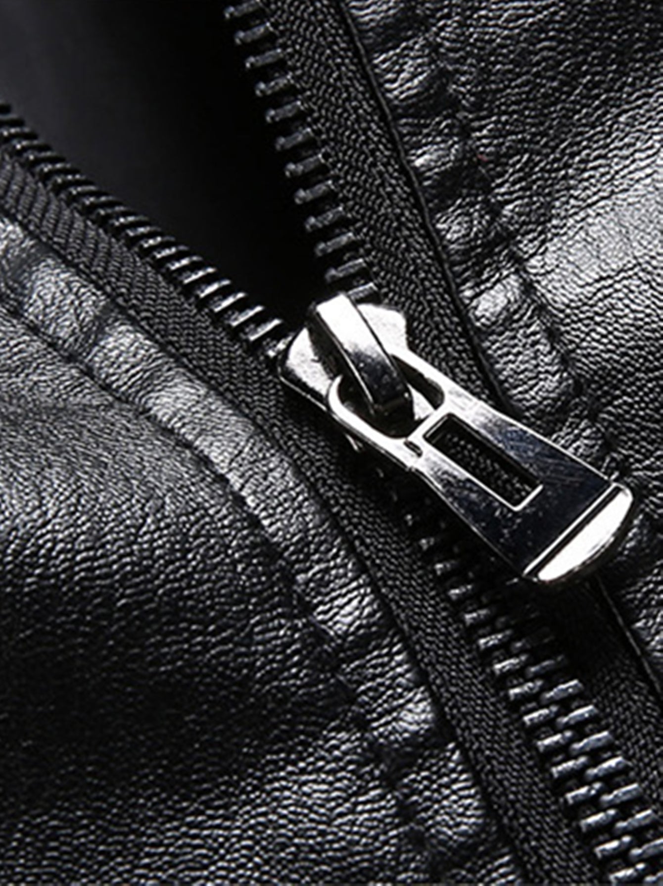 Men's Slim PU Leather Stand Collar Jacket