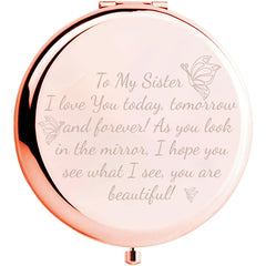 Personalized Compact Mirror for Sister - Perfect Gift Idea