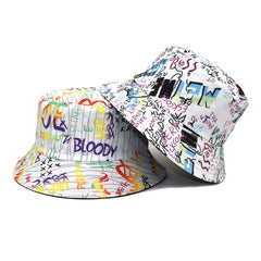 Graffiti Alphabet Fisherman Hat Hip hop Basin Hat Outdoor Sun Hat