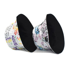Graffiti Alphabet Fisherman Hat Hip hop Basin Hat Outdoor Sun Hat