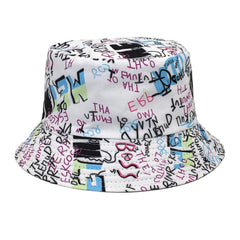 Graffiti Alphabet Fisherman Hat Hip hop Basin Hat Outdoor Sun Hat