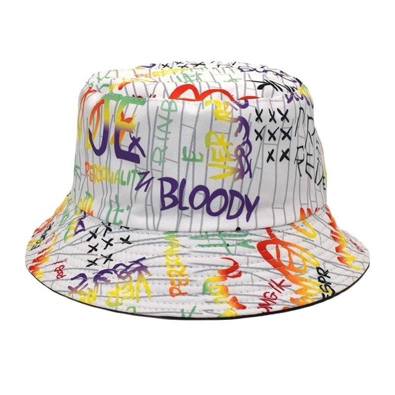 Graffiti Alphabet Fisherman Hat Hip hop Basin Hat Outdoor Sun Hat