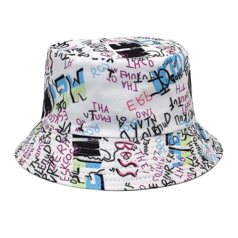Graffiti Alphabet Fisherman Hat Hip hop Basin Hat Outdoor Sun Hat