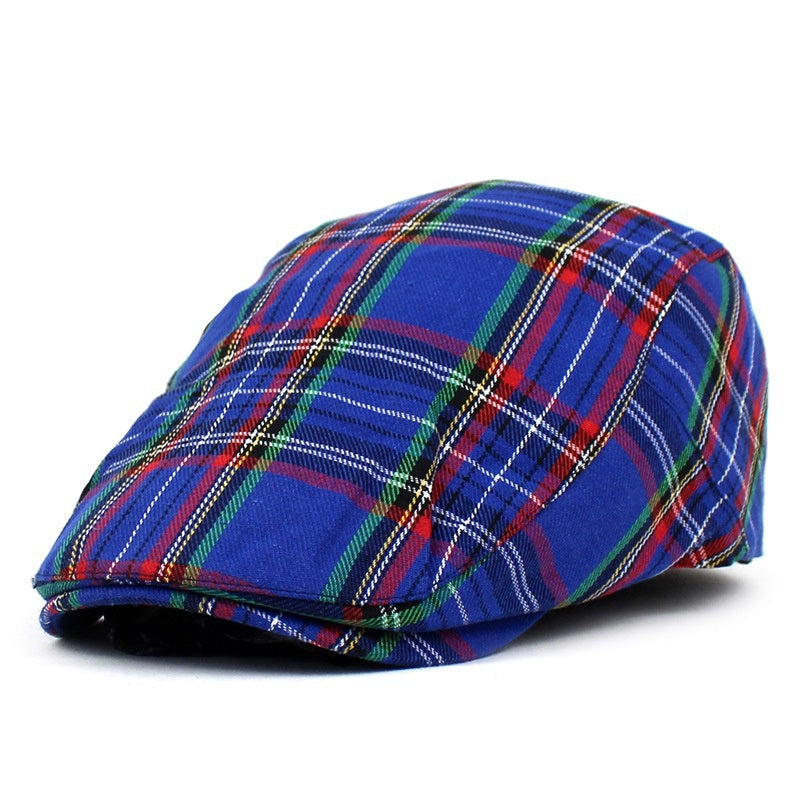 British Plaid Beret Hat Men's Fashionable Peaked Cap