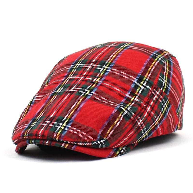 British Plaid Beret Hat Men's Fashionable Peaked Cap