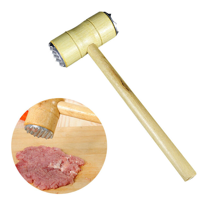 Dual-Sided Wooden Meat Hammer for Tenderizing