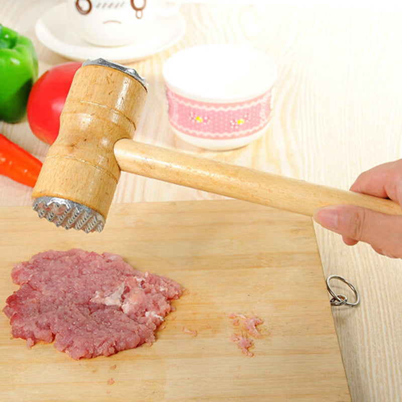 Dual-Sided Wooden Meat Hammer for Tenderizing