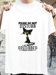 Cartoon Cat Print T-shirt Short Sleeve Graphic Tee Women's Summer Tops