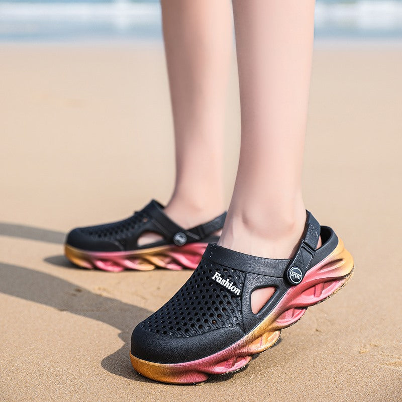 Women's Ombre Platform Clogs Hollow Out Closed Toe Sandals