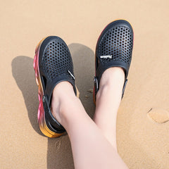 Women's Ombre Platform Clogs Hollow Out Closed Toe Sandals