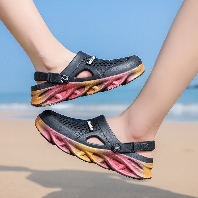 Women's Ombre Platform Clogs Hollow Out Closed Toe Sandals